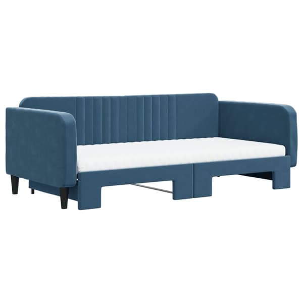 Dagbädd utdragbar och madrasser blå 100x200 cm sammet