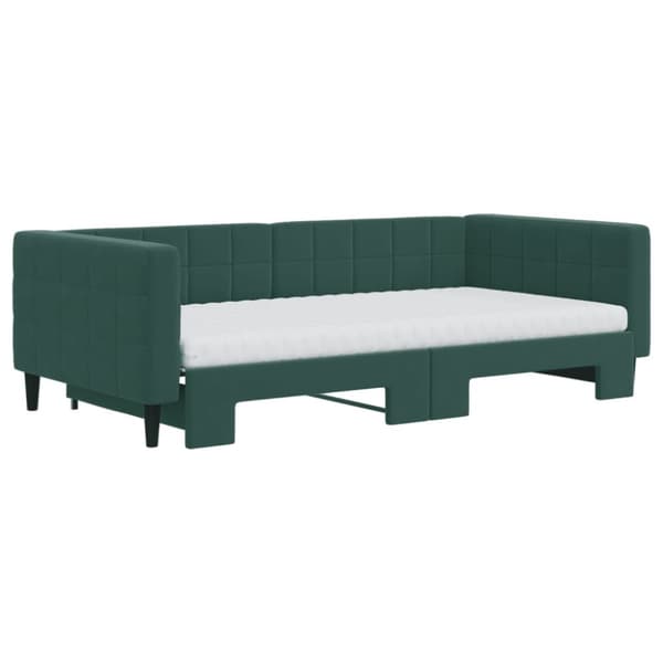 Dagbädd utdragbar och madrasser mörkgrön 100x200 cm sammet