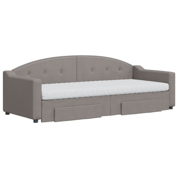 Dagbädd utdragbar med lådor taupe 80x200 cm tyg