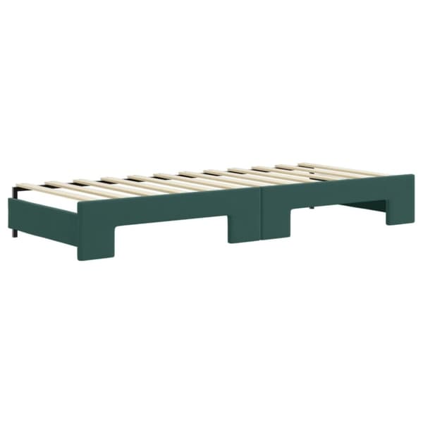 daybed med udtræk og madras 80x200 cm velour mørkegrøn