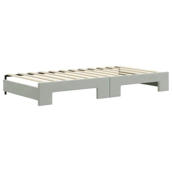 daybed med udtræk og skuffer 100x200 cm velour lysegrå