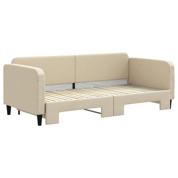 daybed med udtræk 90x200 cm stof cremefarvet