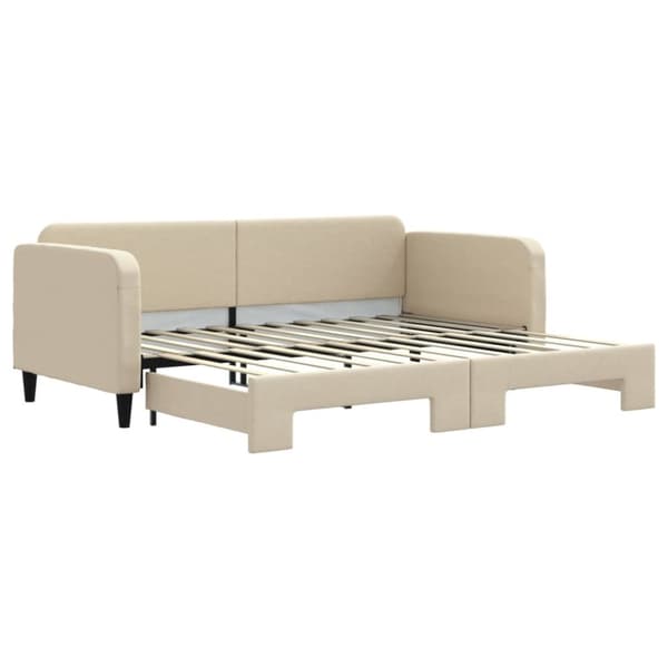 daybed med udtræk 90x200 cm stof cremefarvet