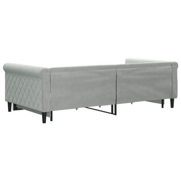daybed med udtræk og skuffer 100x200 cm velour lysegrå