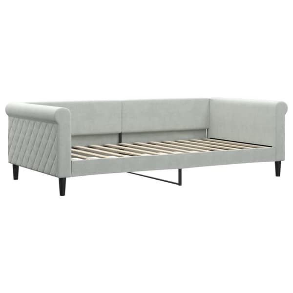 daybed med udtræk og skuffer 100x200 cm velour lysegrå