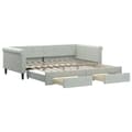 Miniatyrbillede 2 af 10: daybed med udtræk og skuffer 100x200 cm velour lysegrå