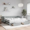 Miniatyrbillede 1 af 10: daybed med udtræk og skuffer 100x200 cm velour lysegrå