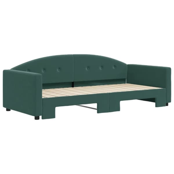 Dagbädd utdragbar mörkgrön 90x200 cm sammet