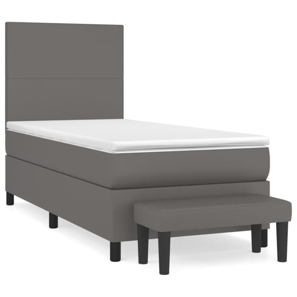 kontinentalseng med madras 90x200 cm kunstlæder grå