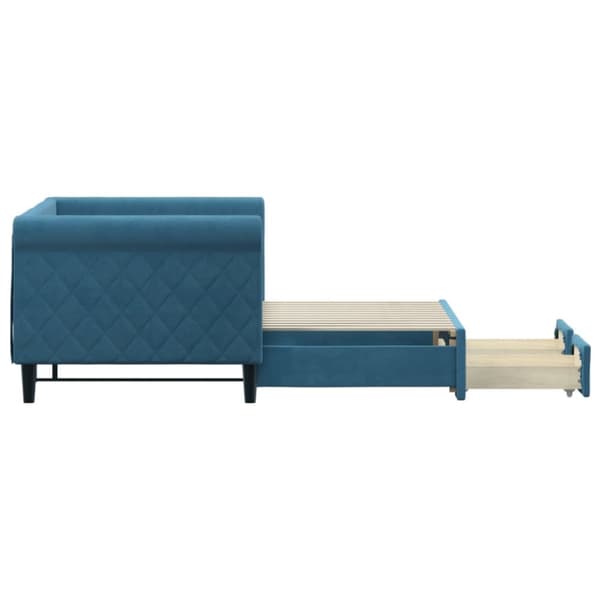 daybed med udtræk og skuffer 80x200 cm stof blå