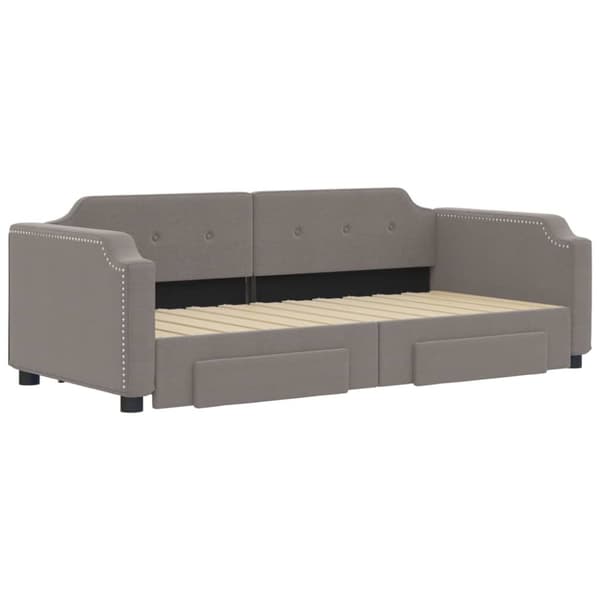 Dagbädd utdragbar med lådor taupe 100x200 cm tyg