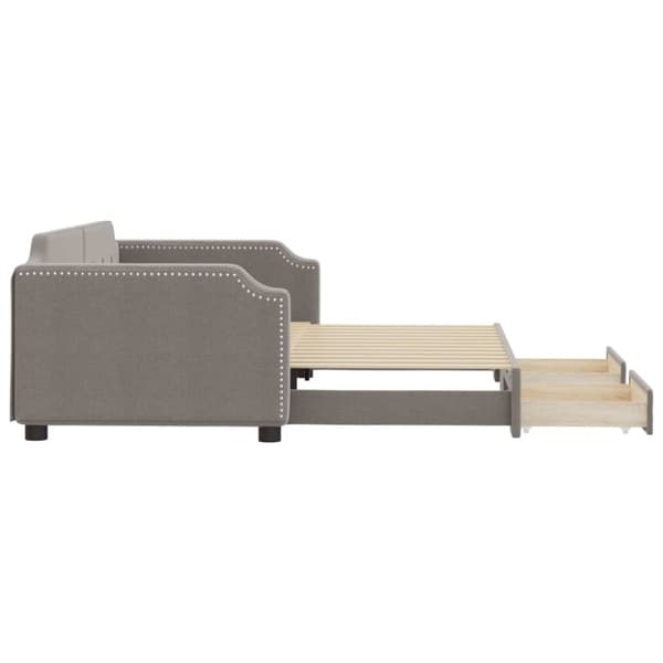 Dagbädd utdragbar med lådor taupe 100x200 cm tyg