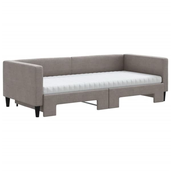 daybed med udtræk og madras 90x200 cm stof gråbrun