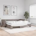 Miniatyrbillede 1 af 10: daybed med udtræk og madras 90x200 cm stof gråbrun