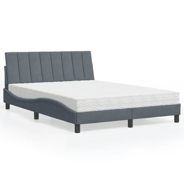 seng med madras 140x200 cm velour mørkegrå