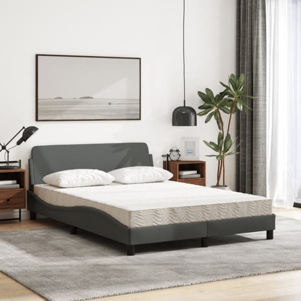 Seng med madras 140x190 cm stof mørkegrå