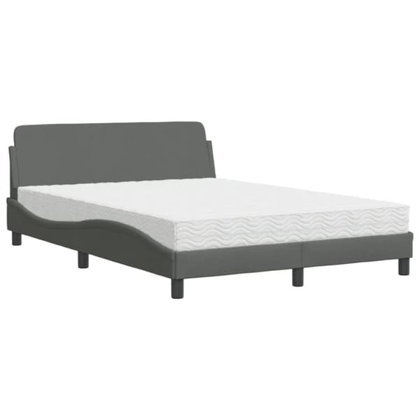 Seng med madras 140x190 cm stof mørkegrå