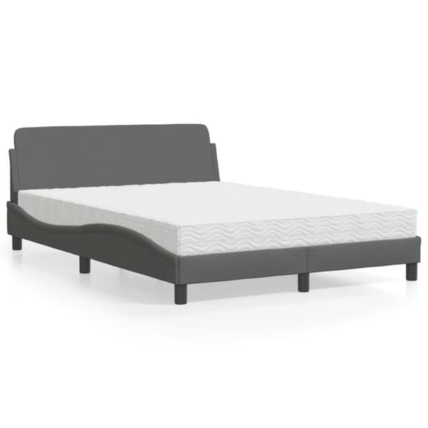 Seng med madras 140x190 cm stof mørkegrå
