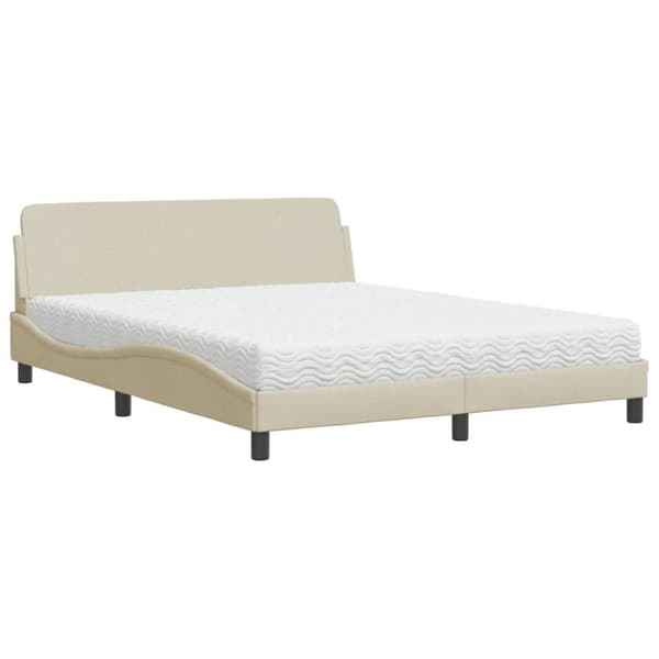 Seng med madras 160x200 cm stof cremefarvet