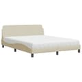 Miniatyrbillede 2 af 9: Seng med madras 160x200 cm stof cremefarvet