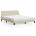 Miniatyrbillede 1 af 9: Seng med madras 160x200 cm stof cremefarvet