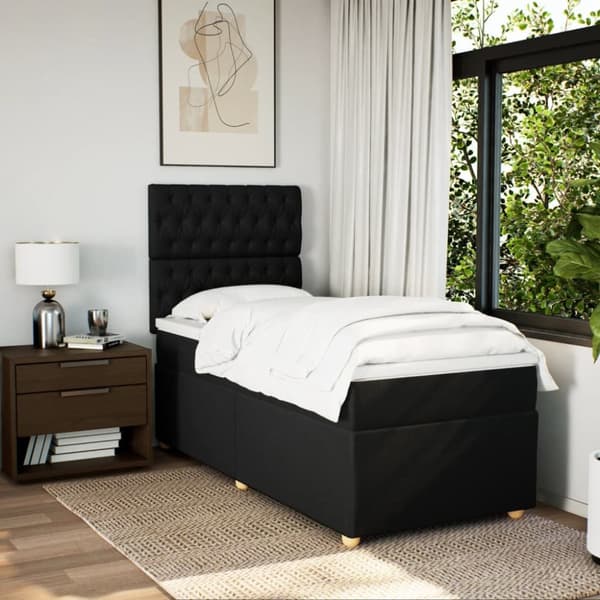 kontinentalseng med madras 90x190 cm stof sort