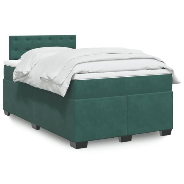 kontinentalseng med madras 120x190 cm velour mørkegrøn