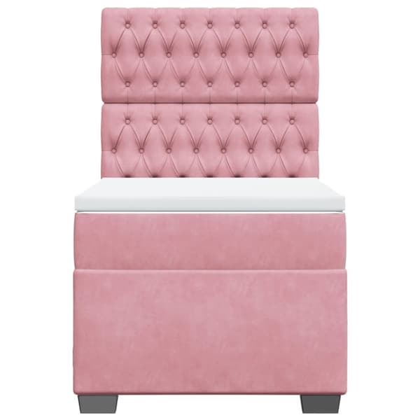 Ramsäng med madrass rosa 90x190 cm sammet