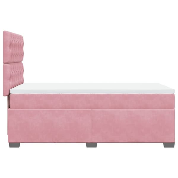 Ramsäng med madrass rosa 90x190 cm sammet