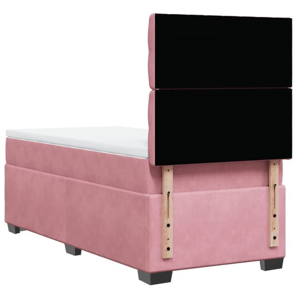 Ramsäng med madrass rosa 90x190 cm sammet