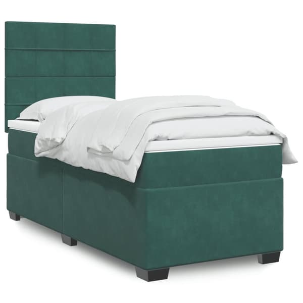 kontinentalseng med madras 80x200 cm fløjl mørkegrøn