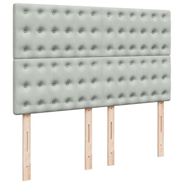 Ramsäng med madrass ljusgrå 140x190 cm sammet