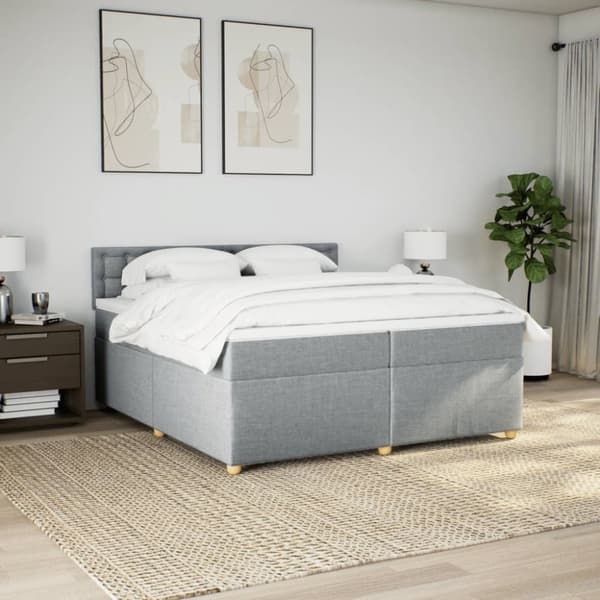 Ramsäng med madrass ljusgrå 200x200 cm tyg
