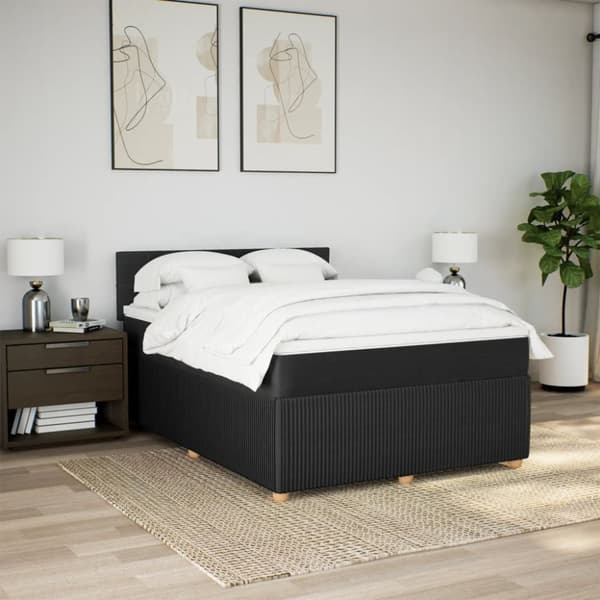 kontinentalseng med madras 140x200 cm stof sort