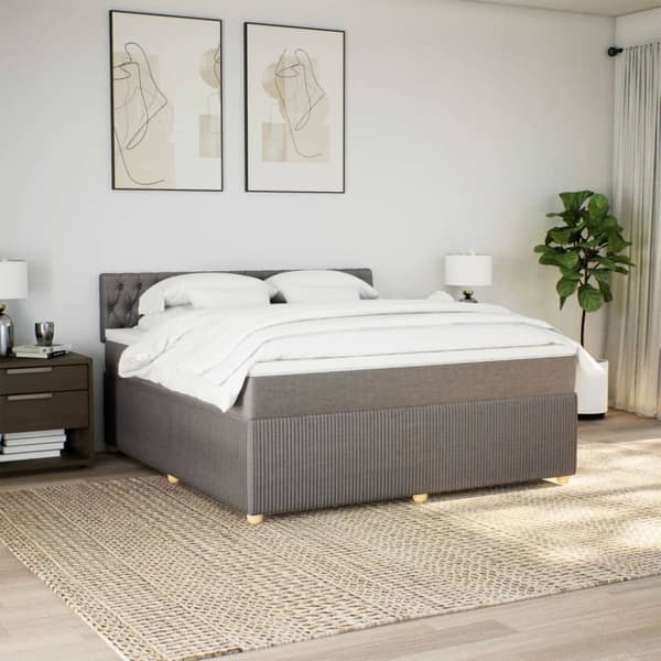 Mannermainen sänky patjalla, taupe, kangas, 180x200 cm