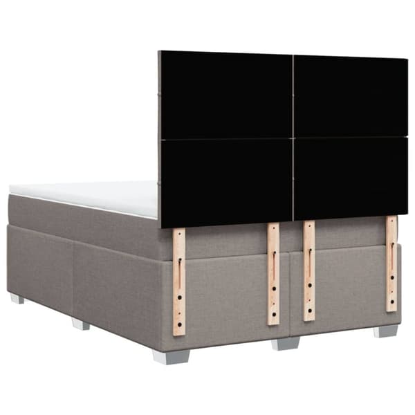 Ramsäng med madrass taupe 140x190 cm tyg