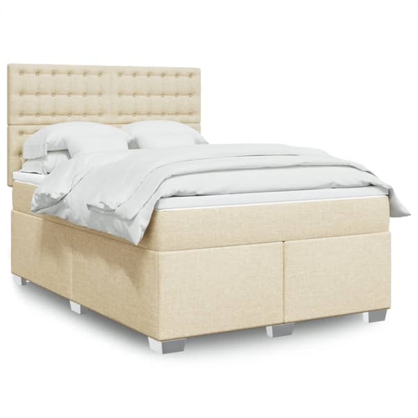 kontinentalseng med madras 140x190 cm stof cremefarvet