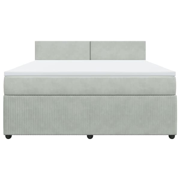 Ramsäng med madrass ljusgrå 180x200 cm sammet