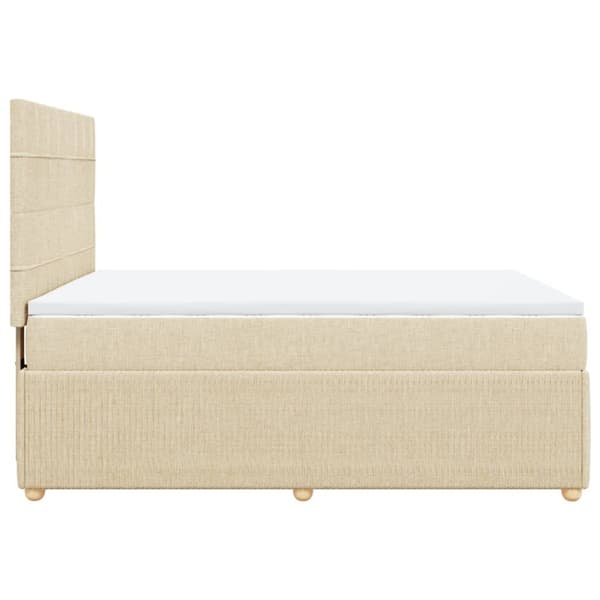 kontinentalseng med madras 140x190 cm stof cremefarvet