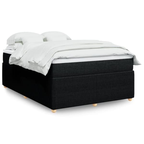kontinentalseng med madras 140x190 cm stof sort