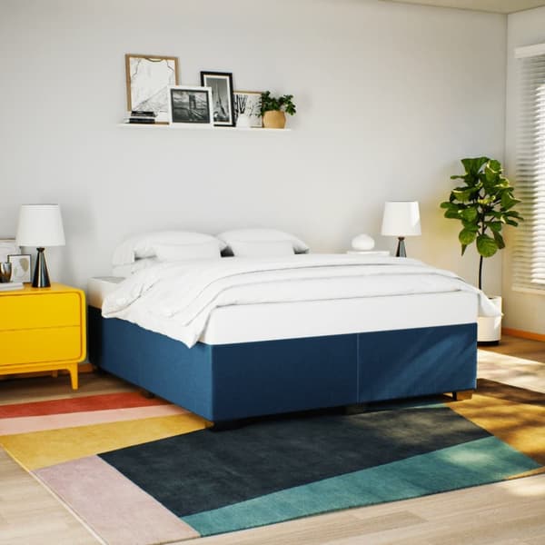 kontinentalseng med madras 180x200 cm stof blå