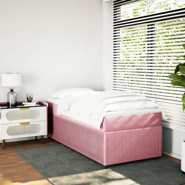 Ramsäng med madrass rosa 80x200 cm sammet