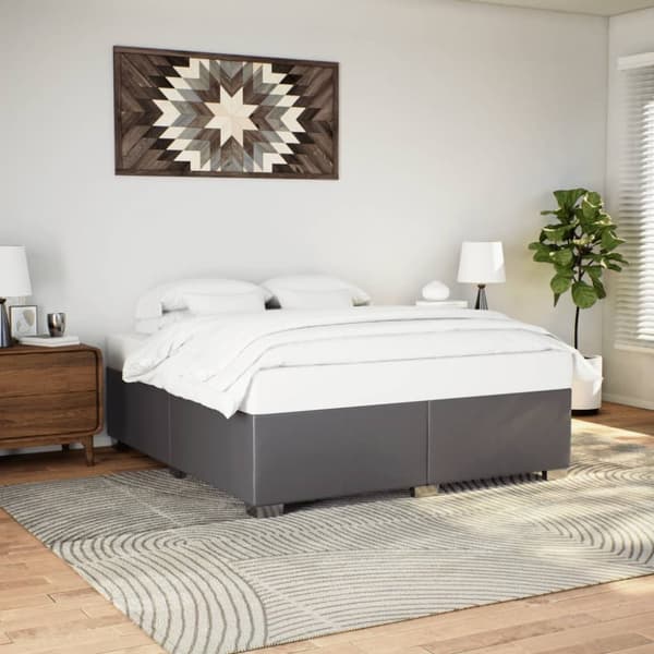 sengeramme 180x200 cm kunstlæder grå