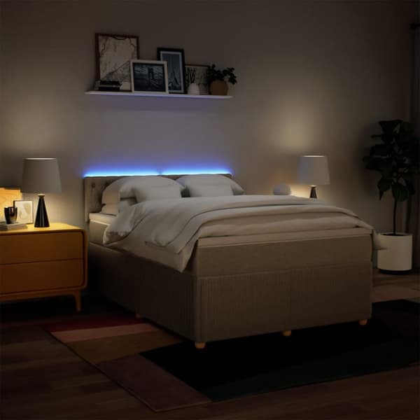 kontinentalseng med madras 160x200 cm stof cremefarvet