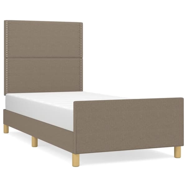 sengeramme med sengegavl 90x190 cm stof gråbrun