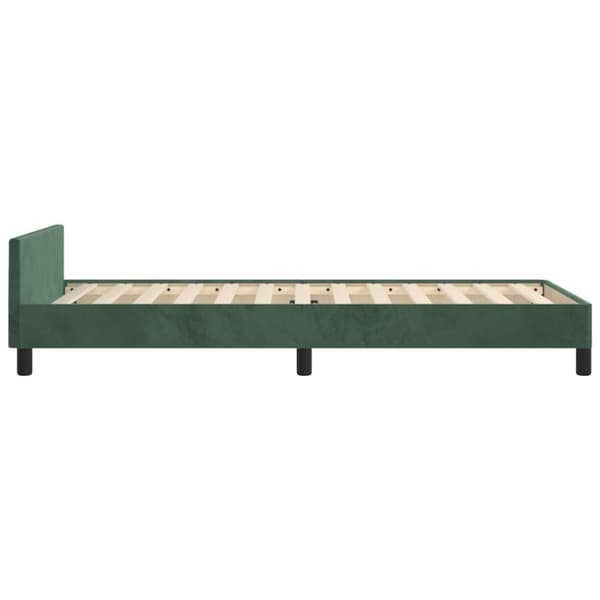sengeramme med sengegavl 100x200 cm fløjl mørkegrøn