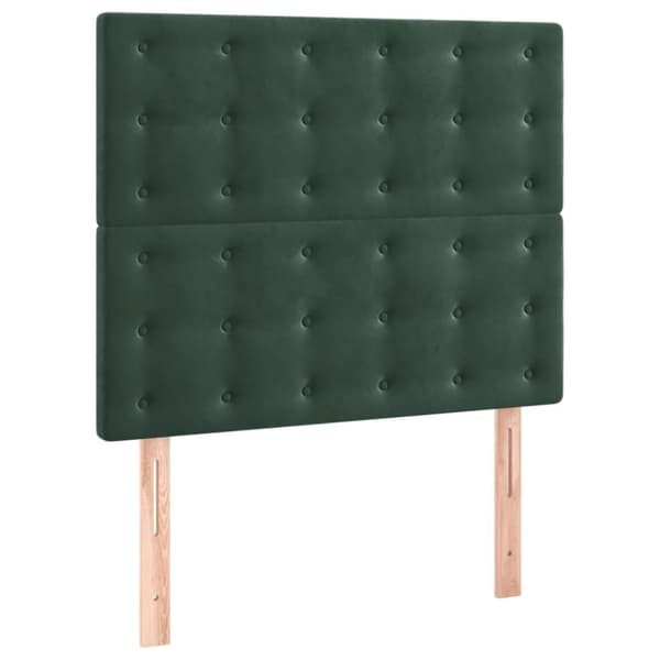 sengeramme med sengegavl 100x200 cm fløjl mørkegrøn
