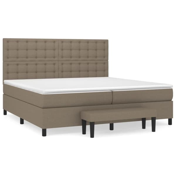 Ramsäng med madrass taupe 200x200 cm tyg