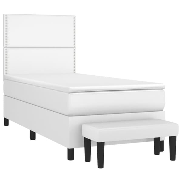 kontinentalseng med madras 100x200 cm kunstlæder hvid