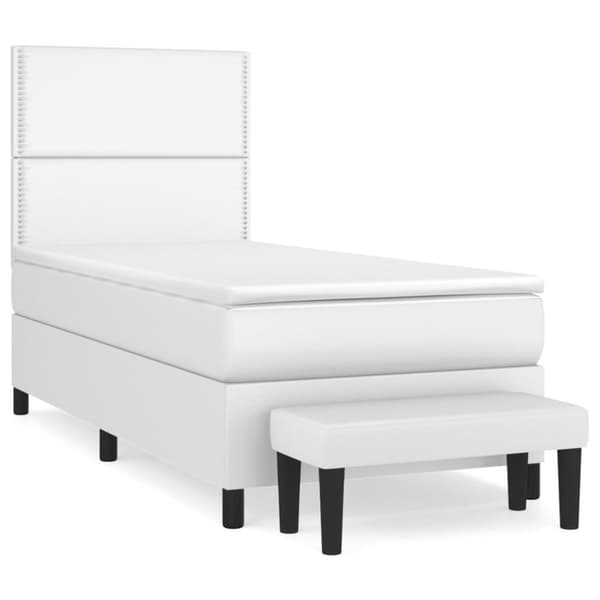 kontinentalseng med madras 100x200 cm kunstlæder hvid
